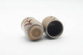 Tezumi — Japanese Teacups - Pair of Long Grass Grey Glazed Karatsu-yaki Meoto Yunomi - 250ml — tipped to show the interior