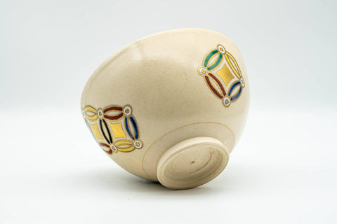 Japanese Matcha Bowl - Gold Geometric Patterned Kyo-yaki Chawan - 300ml