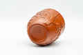 Tezumi — Japanese Teacup - Floral Sculpted Red Shudei Tokoname-yaki Yunomi - 125ml — top-down view of the interior