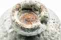 Tezumi — Japanese Matcha Bowl - Kannyuu Glazed Ido-gata Hagi-yaki Chawan - 350ml — inverted showing the foot ring