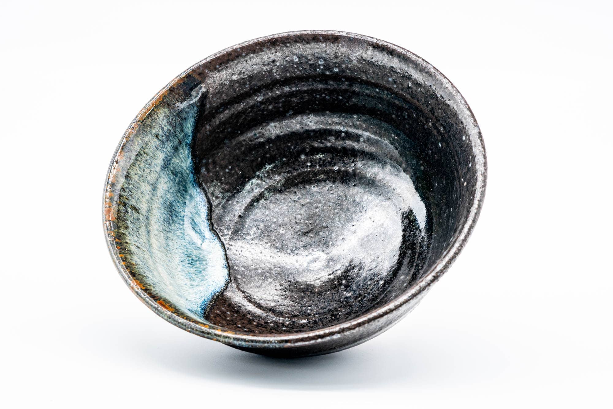 Japanese Matcha Bowl - Metallic Blue Drip-Glazed Chawan - 480ml