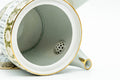 Japanese Tea Set - Gold White Chrysanthemum Kutani-yaki Kyusu Teapot with 2 Yunomi Teacups - interior view showing the built-in filter holes