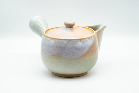 Japanese Tea Set - 天鵬山 Tsubaki Kiln - Hagi-yaki Kyusu Teapot with 6 Yunomi Teacups in Wooden Box