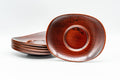 Japanese Chataku - Set of 5 Elliptical Wooden Lacquered Tea Saucers - Tezumi