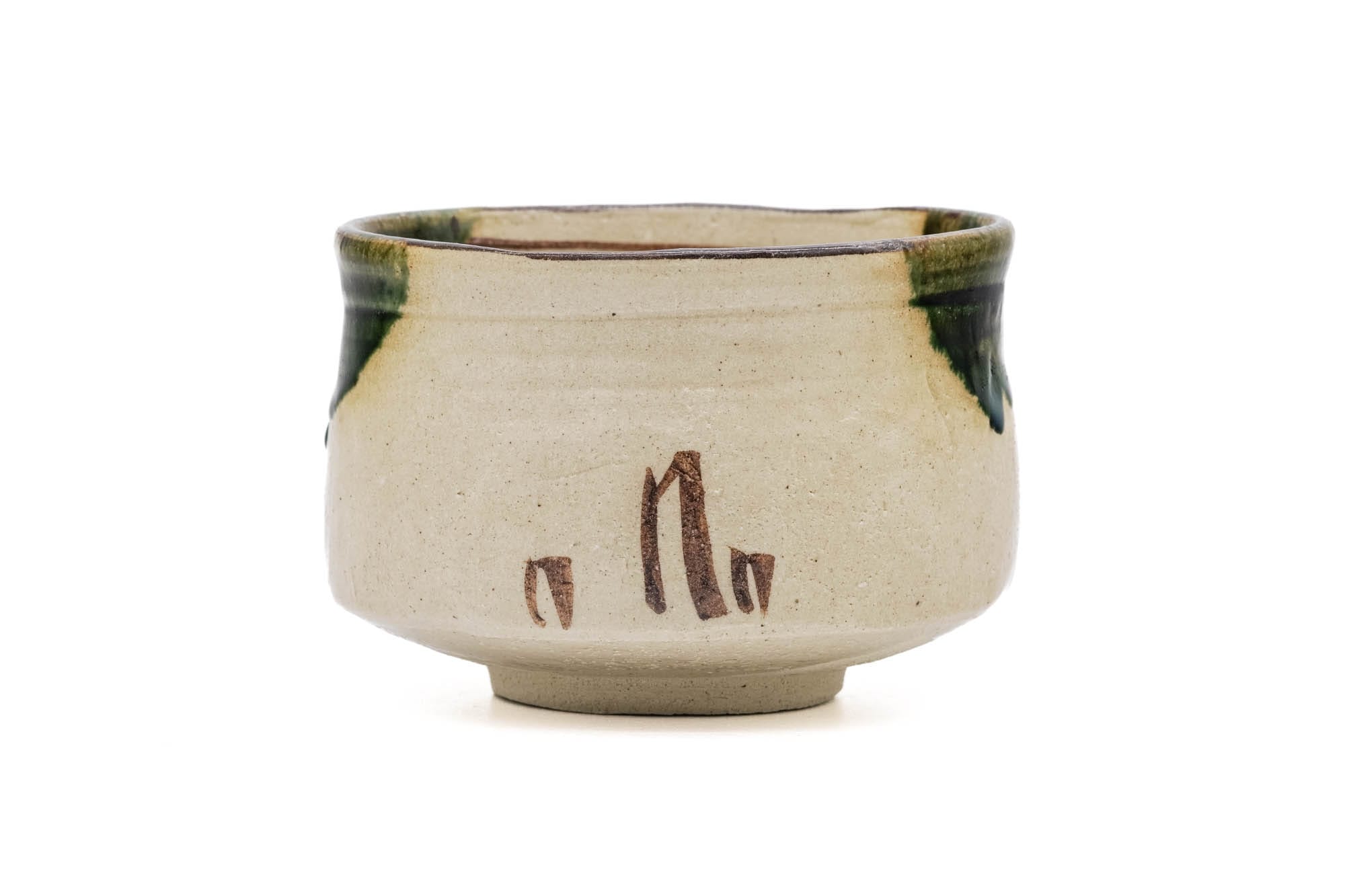 Japanese Matcha Bowl - 加藤辰陶 Katō Tatsutō - Classic Beige Green Ao-Oribe Chawan - 350ml