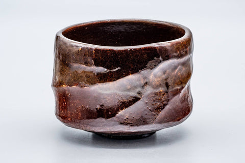 Japanese Matcha Bowl - 手 Spiraling Candy Glazed Raku Chawan - 300ml