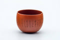 Tezumi — Japanese Teacup - Calligraphy Engraved Red Shudei Tokoname-yaki Yunomi - 80ml — front view