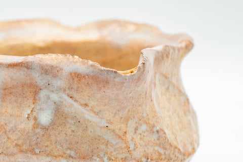 Japanese Katakuchi - Beige Glazed Textured Hagi-yaki Yuzamashi Water Cooler  - 175ml - Tezumi