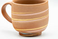 Japanese Teacup - Beige Blue Nerikomi Rear-handled Yunomi - 180ml - side view showing the handle