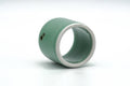Tezumi — Japanese Futaoki - Green Celadon Glazed Ladle Rest — top-down view of the interior