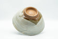 Japanese Matcha Bowl - Spiraling Grey Glazed Chawan - 250ml - tilted view showing the foot ring