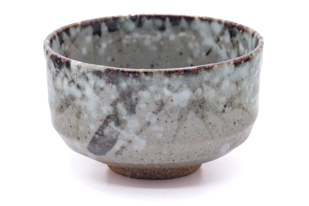 Japanese Matcha Bowl - 竹に雪 Abstract Grey White Speckled Chawan - 450ml
