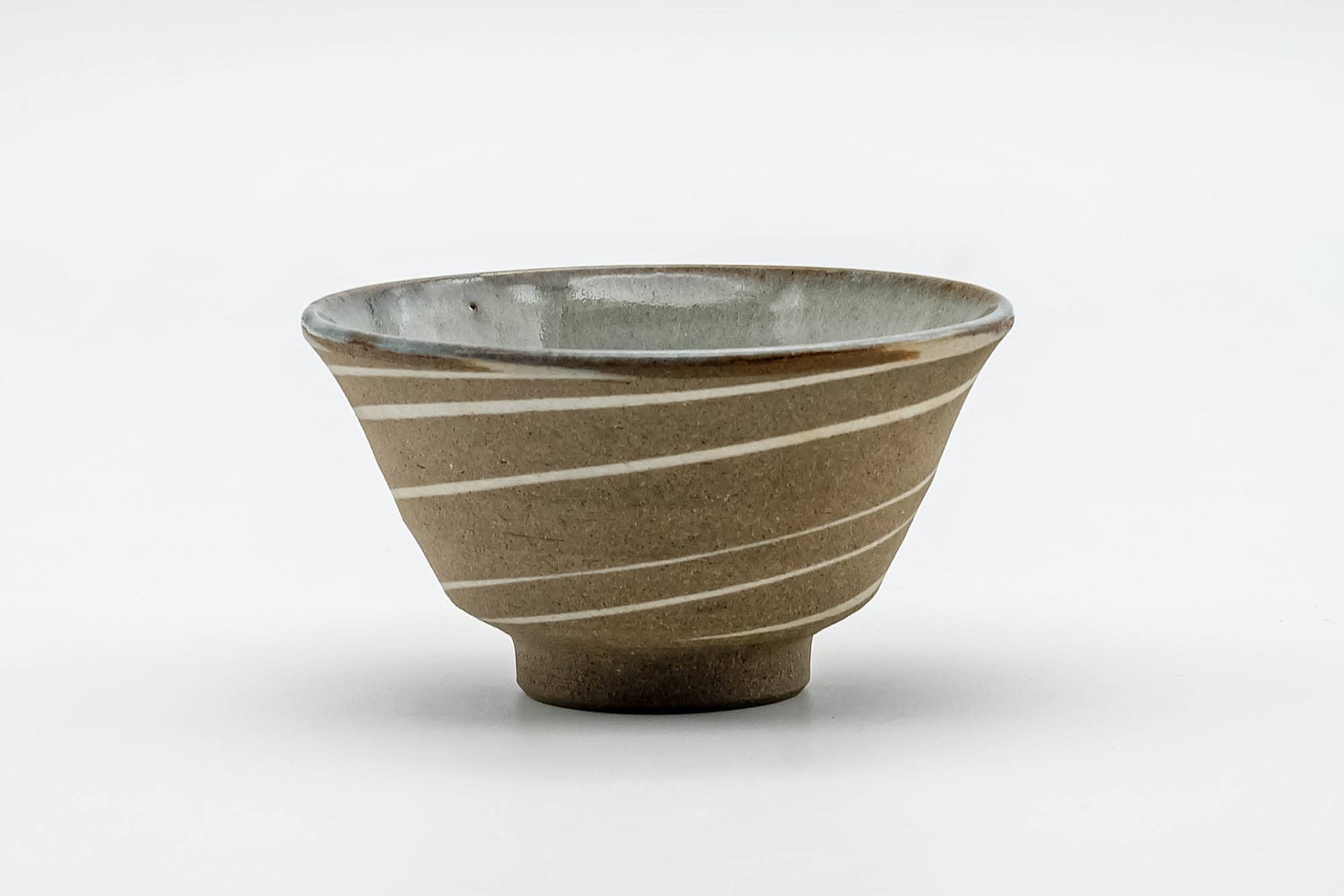 Japanese Teacup - Brown Spiraling Sage Interior Glazed Yunomi - 100ml