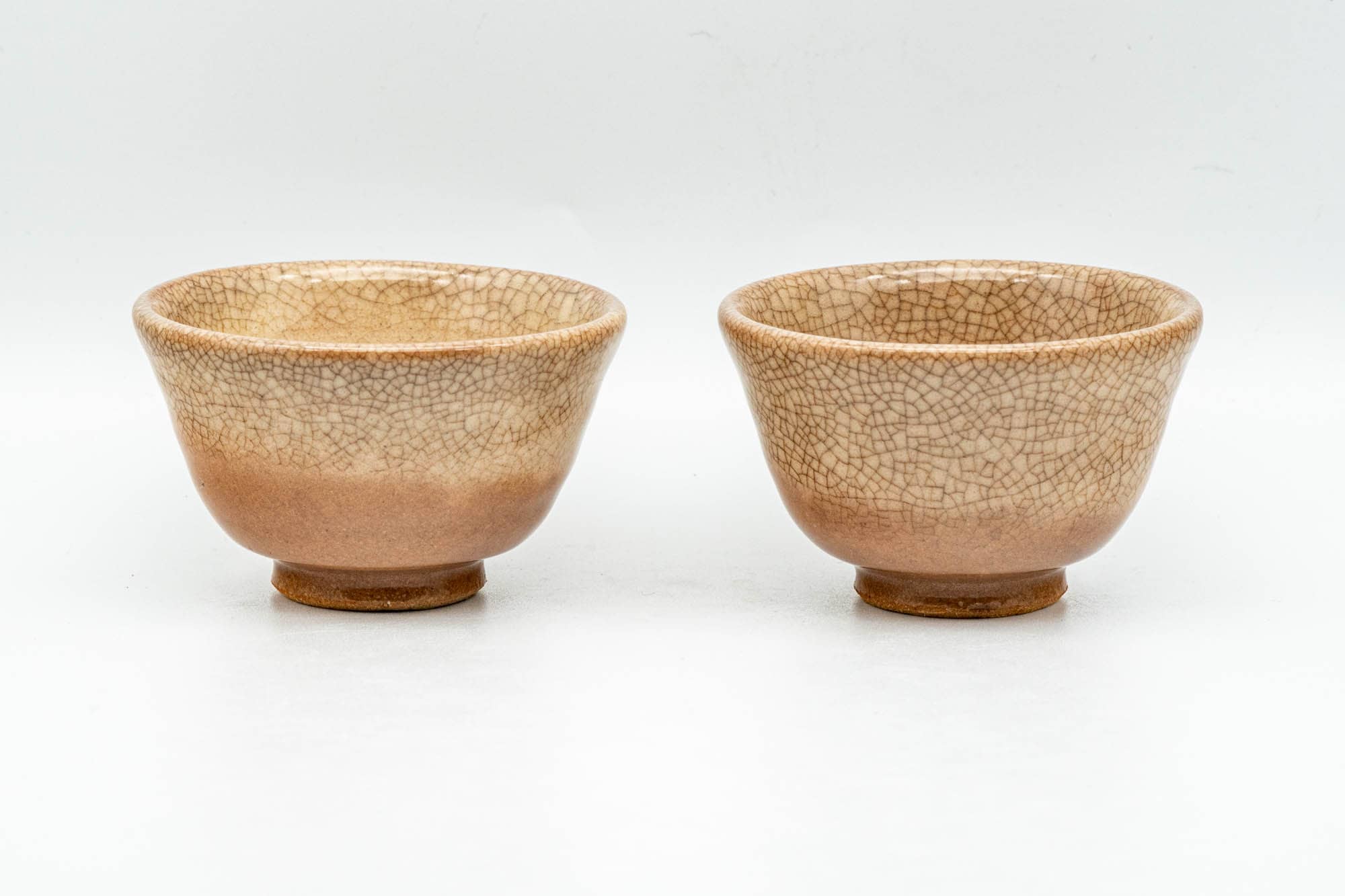 Japanese Teacups - Pair of Milky Drip-Glazed Hagi-yaki Guinomi - 40ml