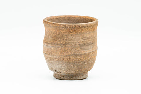 Japanese Teacup - Brown Spiraling Bizen-yaki Guinomi - 40ml