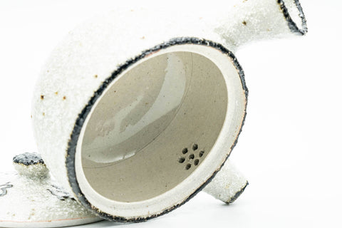 Japanese Tea Set - Textured Milky Glaze Do-ake Kyusu Teapot with 2 Guinomi Teacups - Tezumi