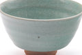 Tezumi — Japanese Matcha Bowl - Green Celadon Glazed Komogai-nari Chawan - 400ml — tipped to show the interior