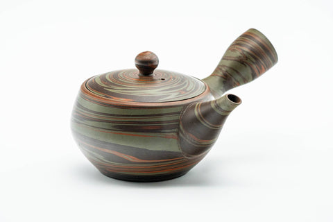 Japanese Kyusu - Glossy Green Nerikomi Tokoname-yaki Mesh Teapot - 230ml