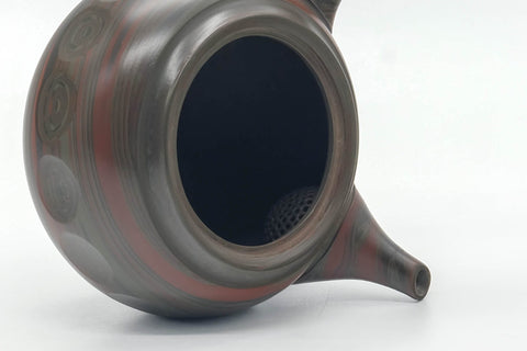 Japanese Kyusu - Green Red Faceted Nerikomi Tokoname Teapot - 295ml