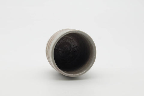 Tezumi — Japanese Teacup - Grey Drip-Glazed Hagi-yaki Yunomi - 120ml — three-quarter view