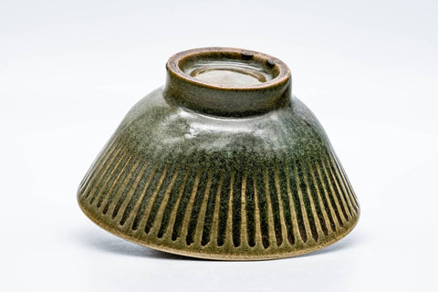 Japanese Matcha Bowl - Striped Green Celadon Chawan - 250ml
