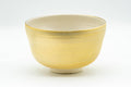 Japanese Matcha Bowl - Floral Golden Kyo-yaki Chawan - 350ml - side view of the golden glaze