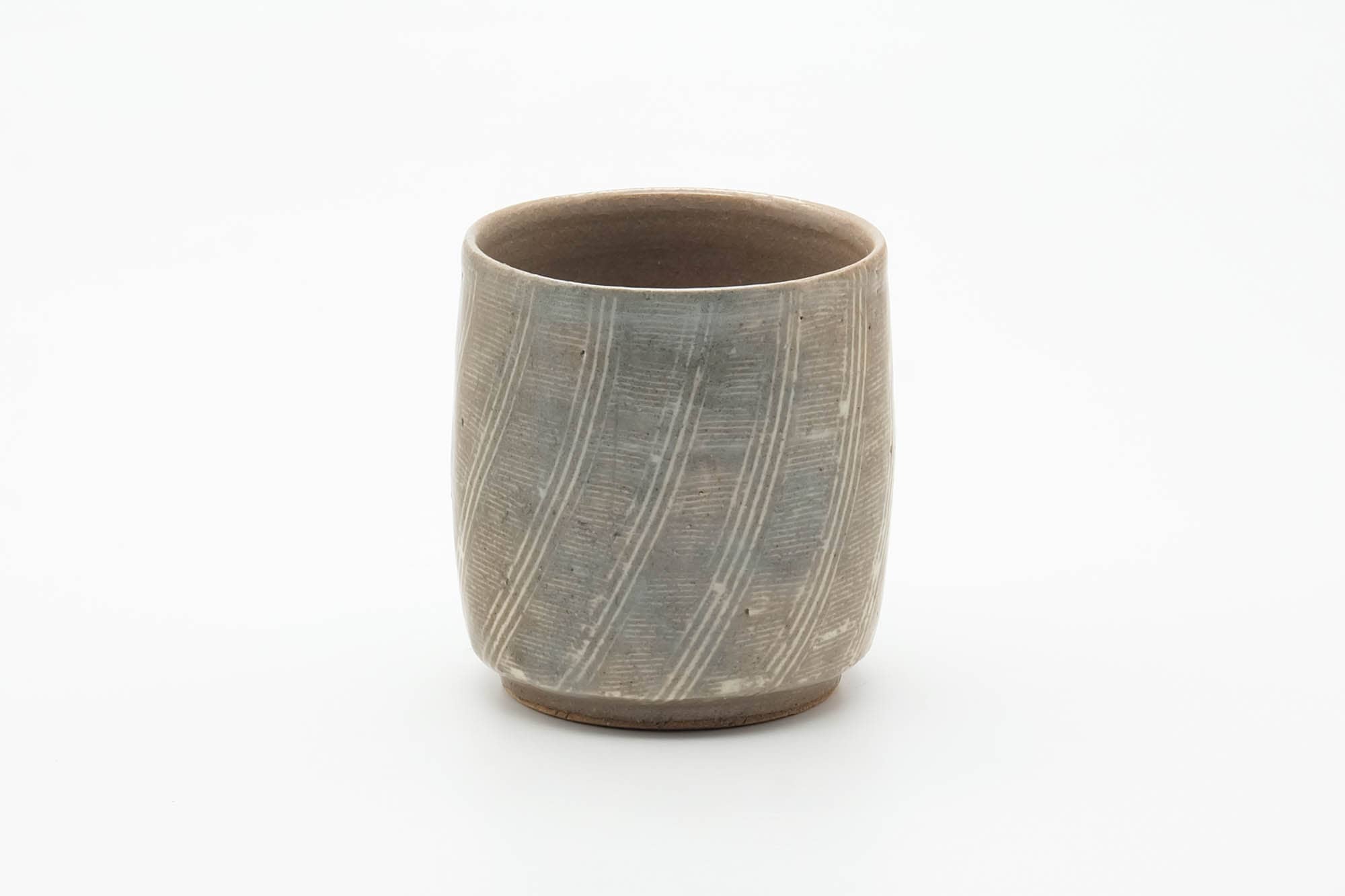 Japanese Teacup - Grey Glazed Spiraling Yunomi - 200ml