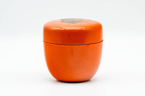Japanese Natsume - Gold Floral Orange Lacquered Matcha Tea Canister - 100ml