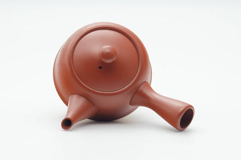 Japanese Kyusu - Calligraphy Engraved Red Shudei Tokoname-yaki Mesh Filter Teapot - 250ml