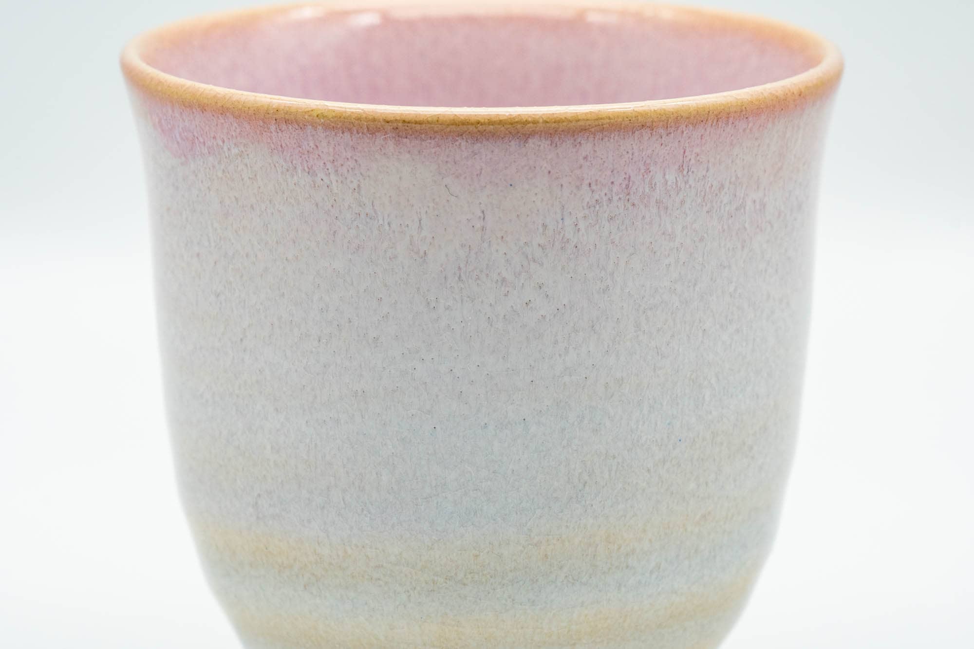 Japanese Teacup - Pink Cerulean Crazed Interior Glaze Yunomi - 115ml