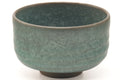 Tezumi — Japanese Matcha Bowl - Teal Snowflake Glazed Hantsutsu-gata Chawan - 410ml — inverted showing the foot ring