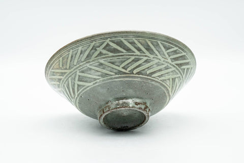 Tezumi — Japanese Matcha Bowl - White Chrysanthemums Geometric Patterned Summer Chawan - 150ml — top-down view of the interior