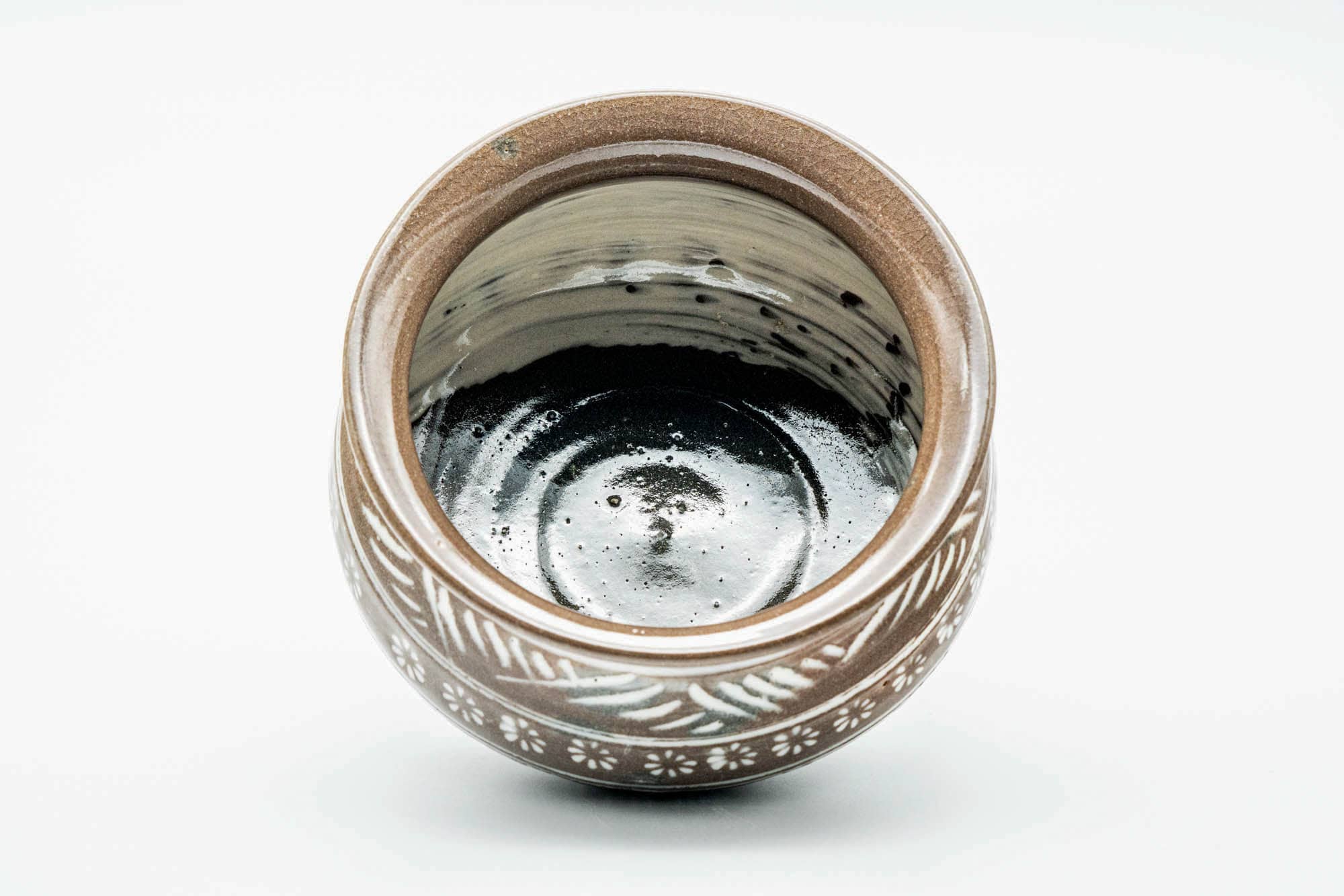 Japanese Kensui -　Mishima Engraved Floral Geometric Water Bowl - 350ml