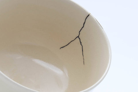 Japanese Matcha Bowl - Bunny Rabbits Kyo-yaki Kintsugi Chawan - 300ml
