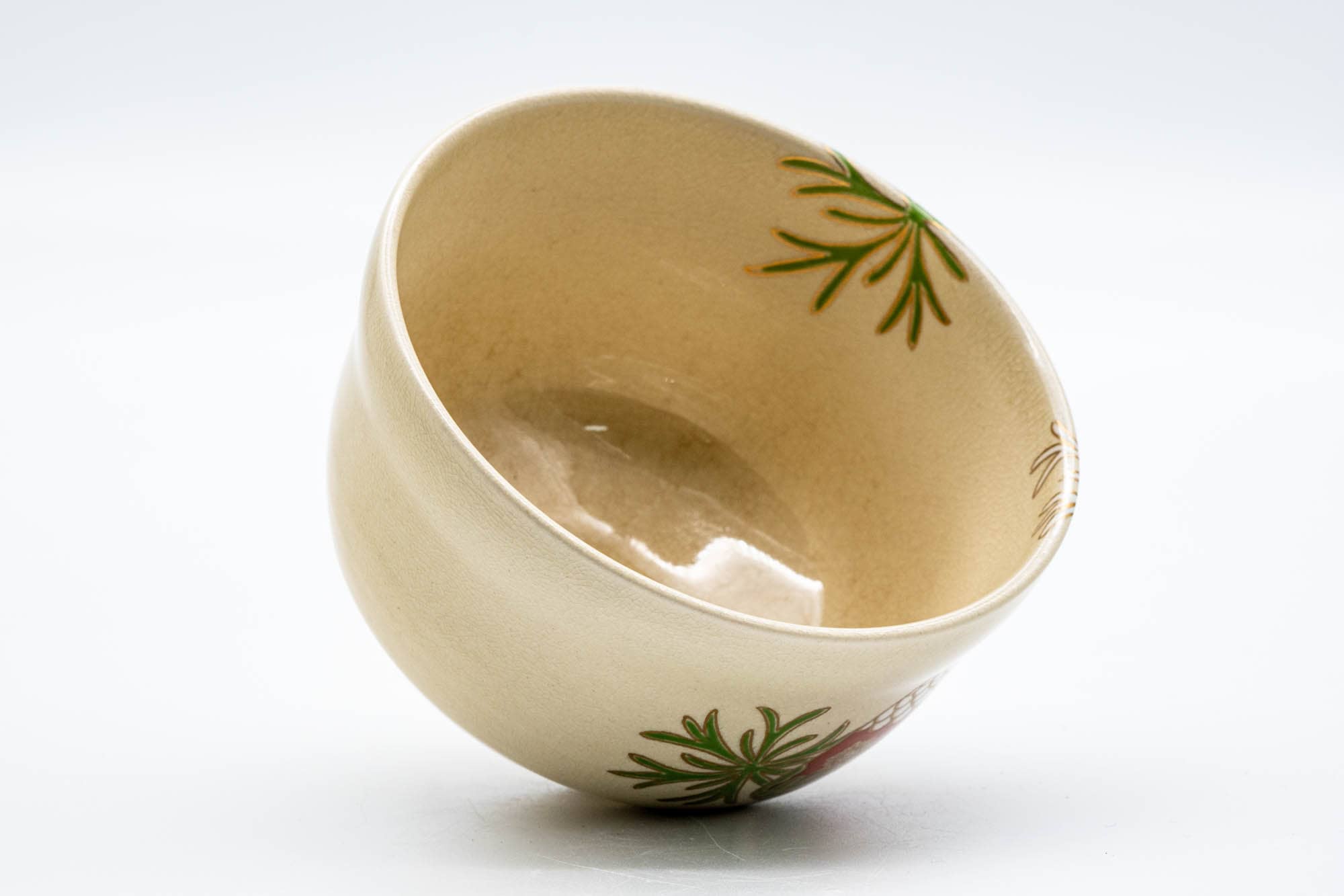 Japanese Matcha Bowl - Festive Floral Kyo-yaki Chawan - 300ml