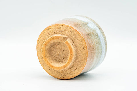 Japanese Teacup - Small Beige White Drip-Glazed Hagi-yaki Guinomi - 55ml