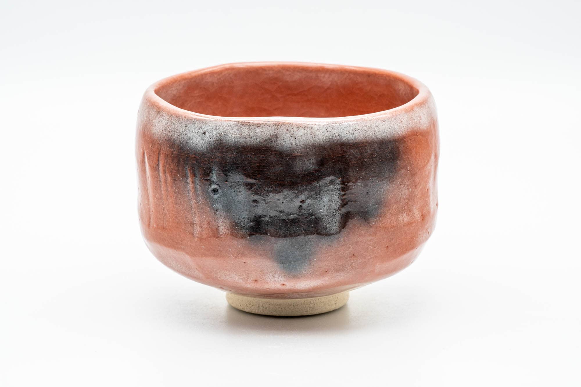 Japanese Matcha Bowl - Floral Aka-raku Red Raku Chawan - 400ml - Tezumi