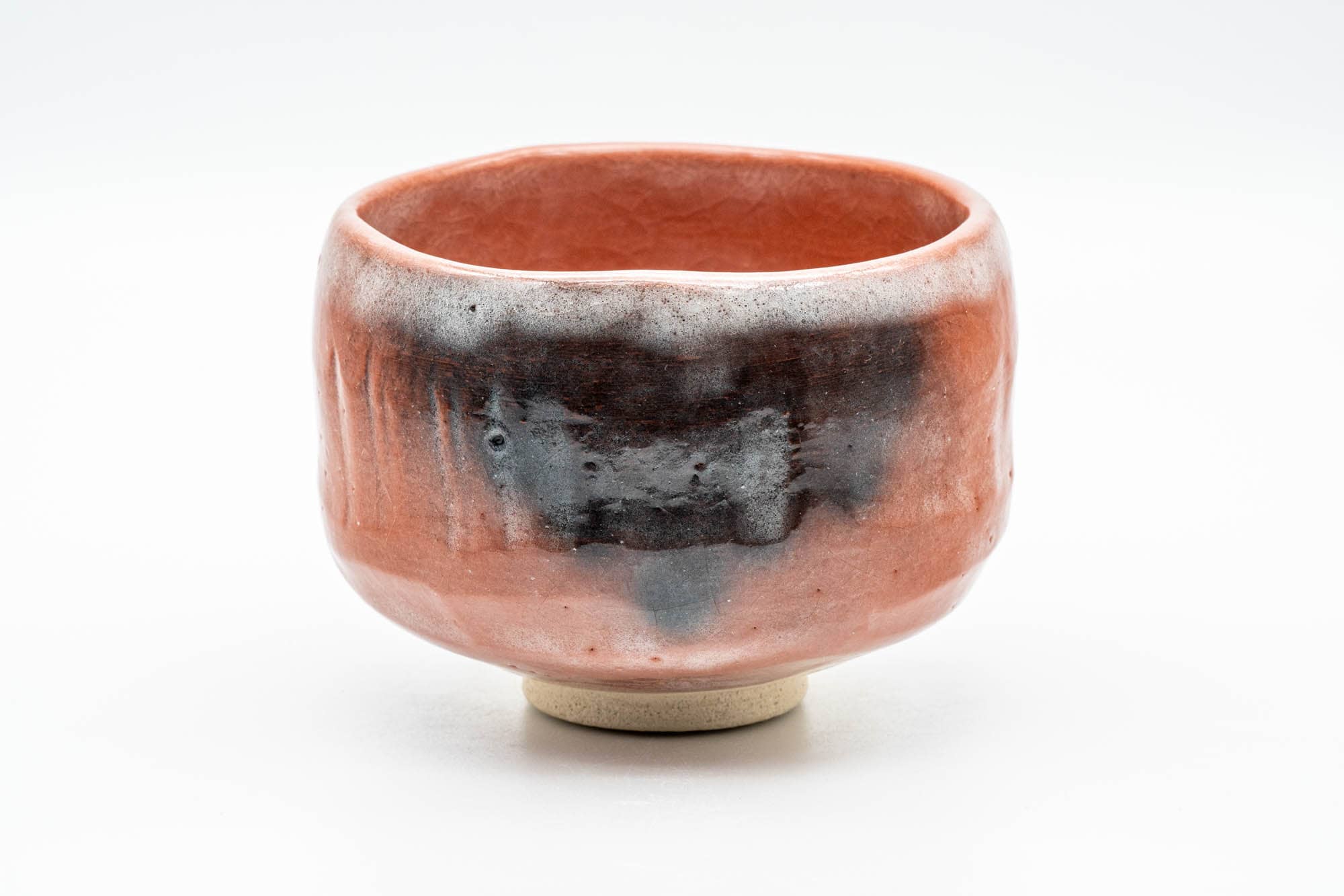 Japanese Matcha Bowl - Floral Aka-raku Red Raku Chawan - 400ml - Tezumi