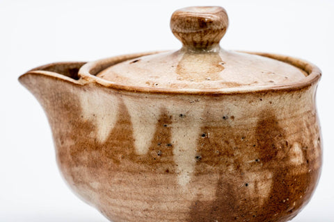 Japanese Houhin - 天鵬 Tsubaki Kiln - Beige Milky Hagi-yaki Handleless Teapot - 160ml