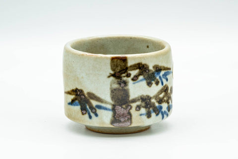 Japanese Teacup - Beige Bamboo-decorated Tsutsu-gata Yunomi - 70ml