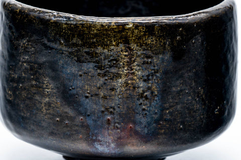 Japanese Matcha Bowl - 手 Deep Black Amber Glazed Raku-yaki Chawan - 350ml