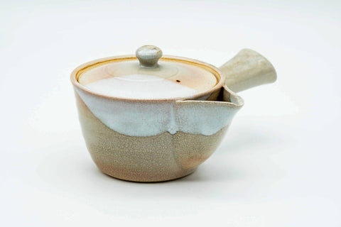 Japanese Kyusu - Beige White Glazed Hagi-yaki Do-ake Teapot - 220ml