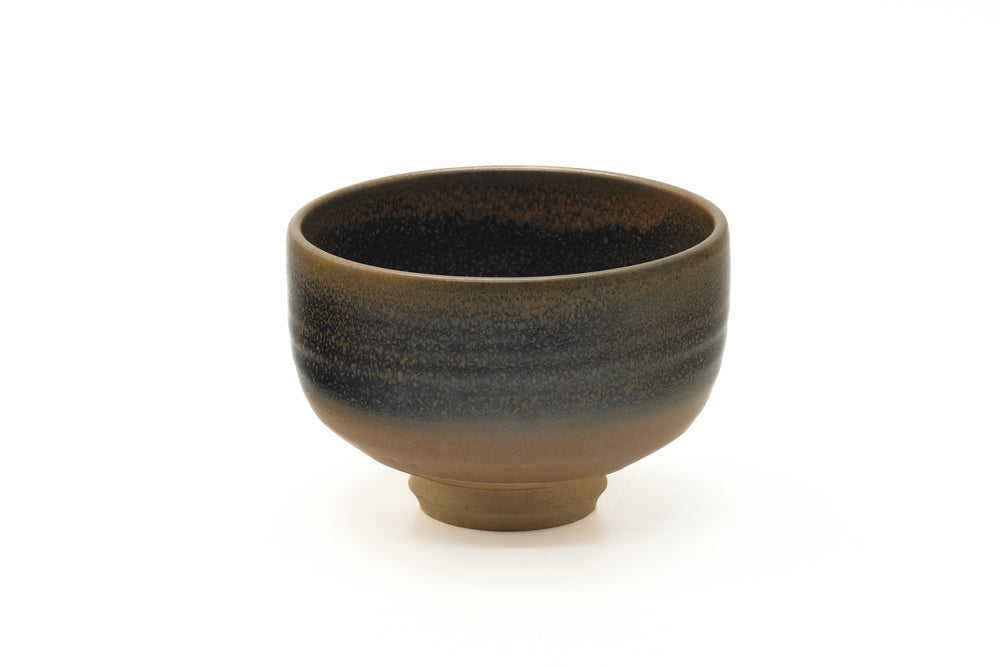 Japanese Matcha Bowl - Brown Yellow Gradient Glazed Chawan - 460ml