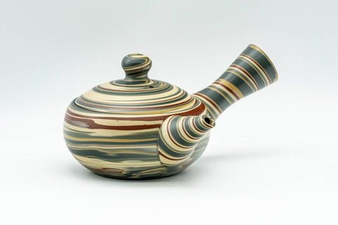 Japanese Kyusu - 沢田 Sawada, 靖仙 Yasusen Kiln - Nerikomi Tokoname-yaki Do-ake Teapot - 130ml