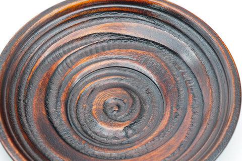 Japanese Chataku - Set of 5 Spiraling Wooden Tea Saucers