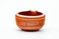 Side profile of the katakuchi showing a subtle engraved band around the exterior of the red clay bowl.