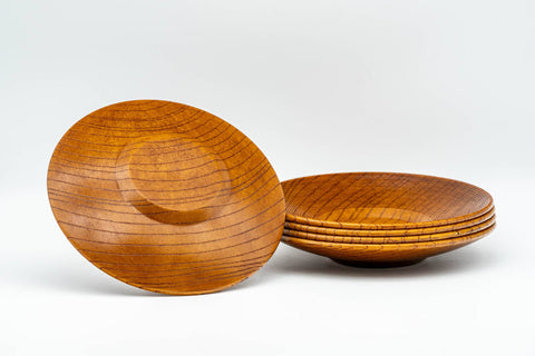 Japanese Chataku - Set of 5 Light Brown Wooden Tea Coasters - Tezumi