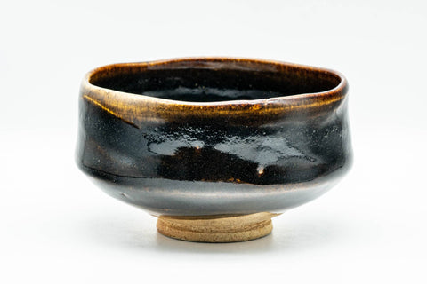 Japanese Matcha Bowl - Black Glazed Mt. Fuji Hantsutsu-gata Chawan - 300ml