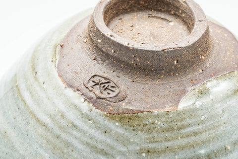 Japanese Matcha Bowl - Grey Hakeme Brush Glazed Ido-gata Chawan - 300ml - Tezumi