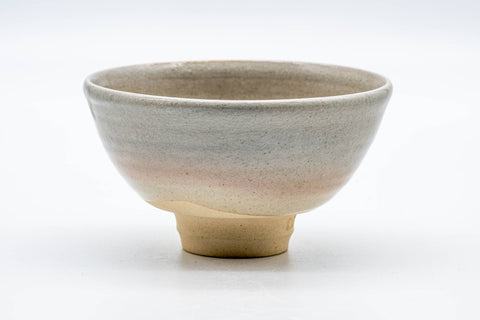 Japanese Matcha Bowl - 天鵬山 Tsubaki Kiln - Bamboo-node Foot - Beige Gohonte Glazed Hagi-yaki Chawan - 300ml
